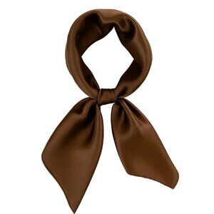 Brown Satin Scarf 19x19, Western Cowboy Cowgirl Bandana, Boho Coastal Ranch Wear